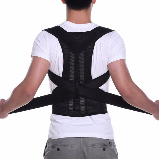 Adjustable magnetic posture corrector back brace worn for upper back support