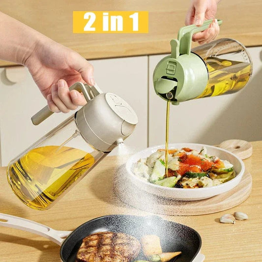 2-in-1 refillable oil spray bottle for kitchen misting and dispensing
