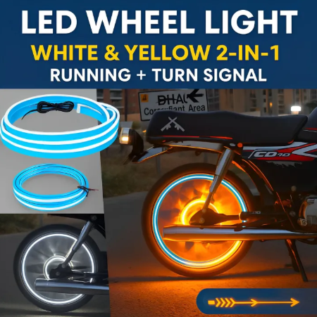 Universal Bike LED Strip Light Dual Color Turn Signal | Running Light for Motorcycle Wheel Decoration & Safety