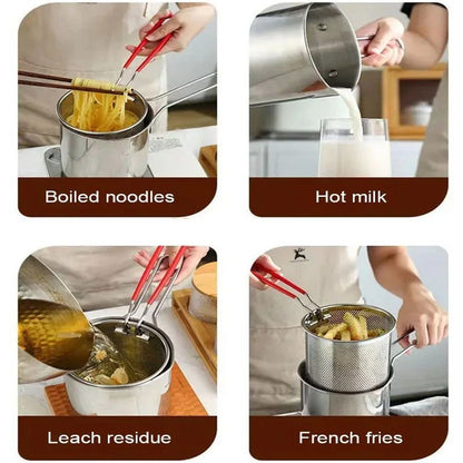 Stainless steel deep fryer pot with stainer
