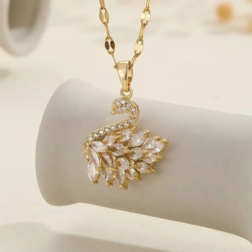 Swan Zircon Necklace – Silver White