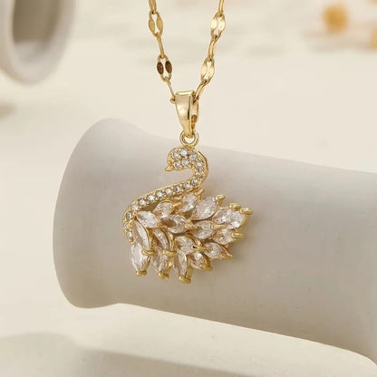 Swan Zircon Necklace – Silver White