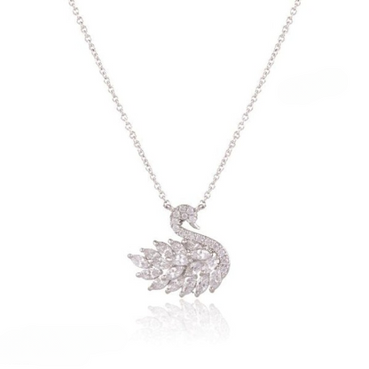 Swan Zircon Necklace – Silver White