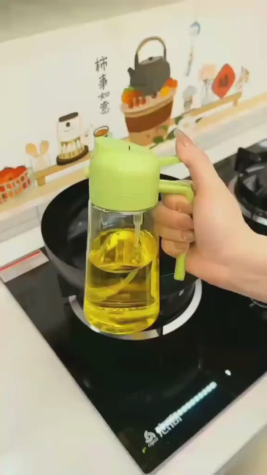 2-in-1 Oil Spray Bottle – Refillable Kitchen Oil Mister & Dispenser