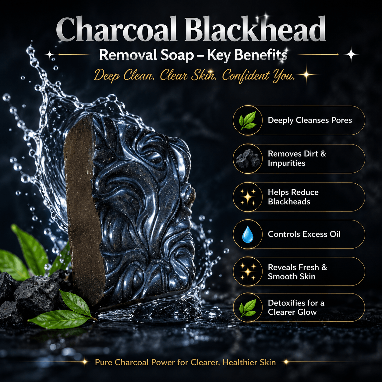 Charcoal Blackhead Removal Soap – Deep Cleansing Activated Charcoal Handmade Organic Soap