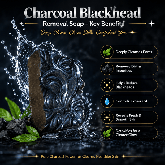 Charcoal blackhead removal soap bar showing its dark textured surface